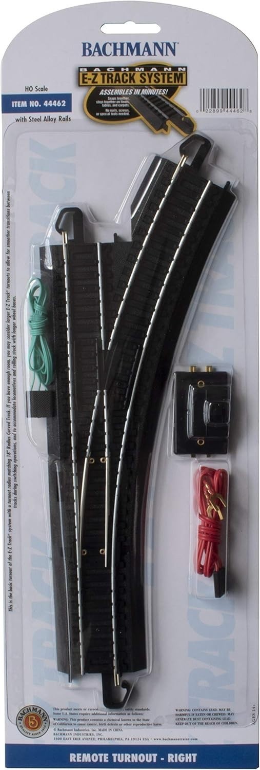 Bachmann 44462 HO Scale EZ-Track RH Right Hand Remote Switch Turnout