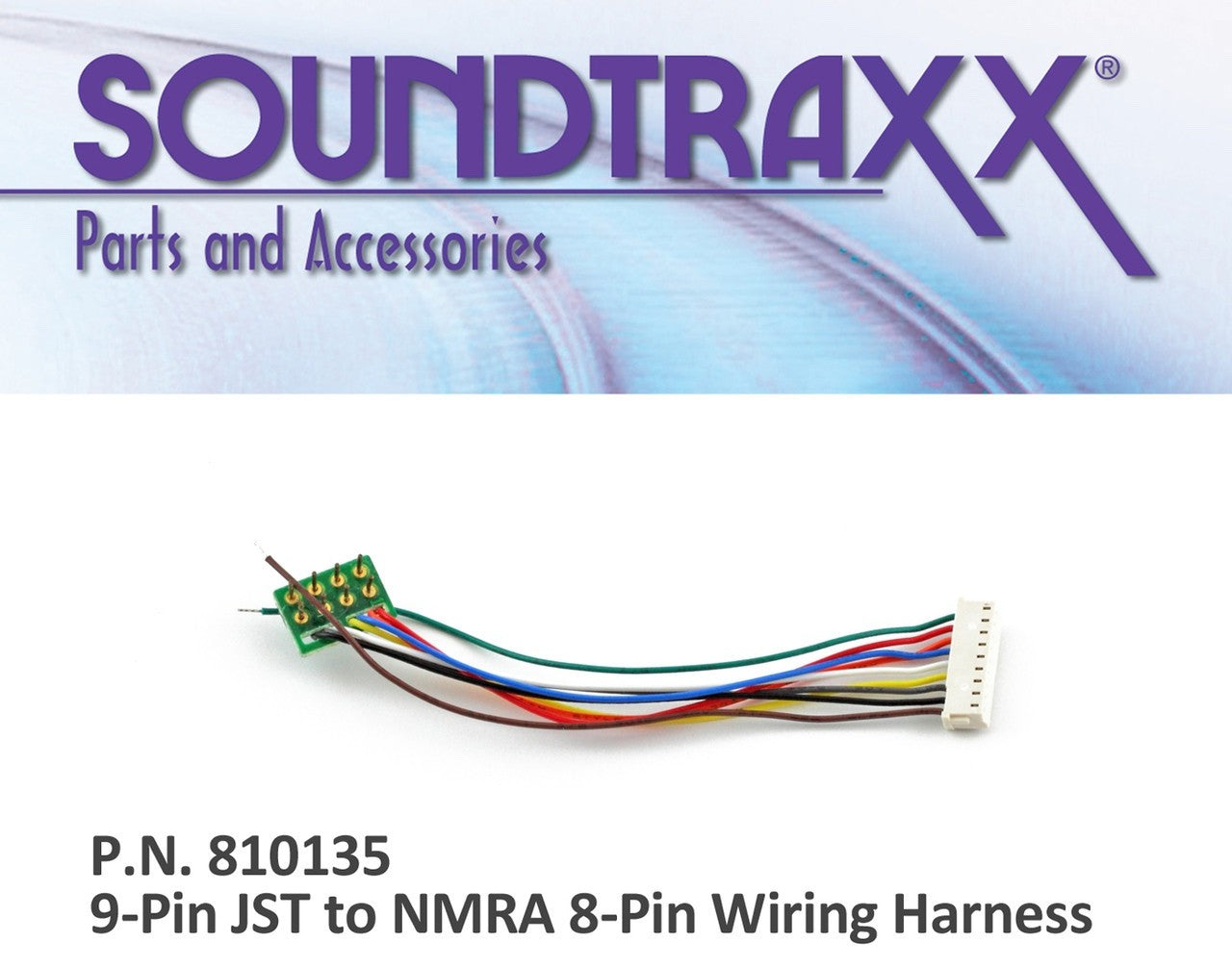 SoundTraxx 810135 9-Pin JST To NMRA 8-Pin Wiring Harness