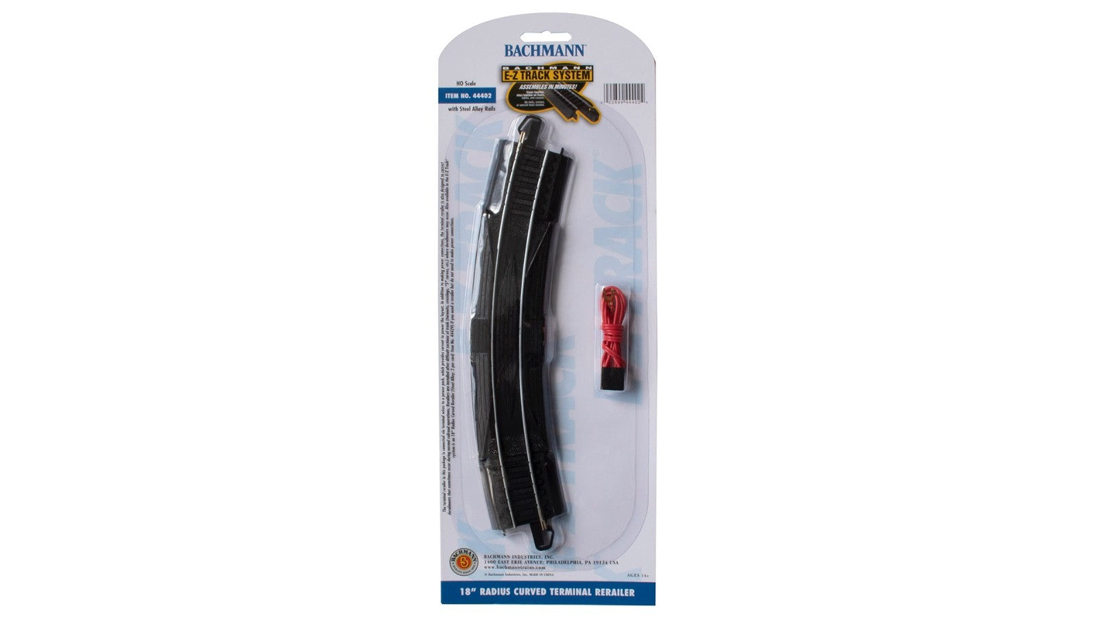 Bachmann 44402 HO Scale 18" Radius Terminal Rerailer with Wire E-Z Steel Track