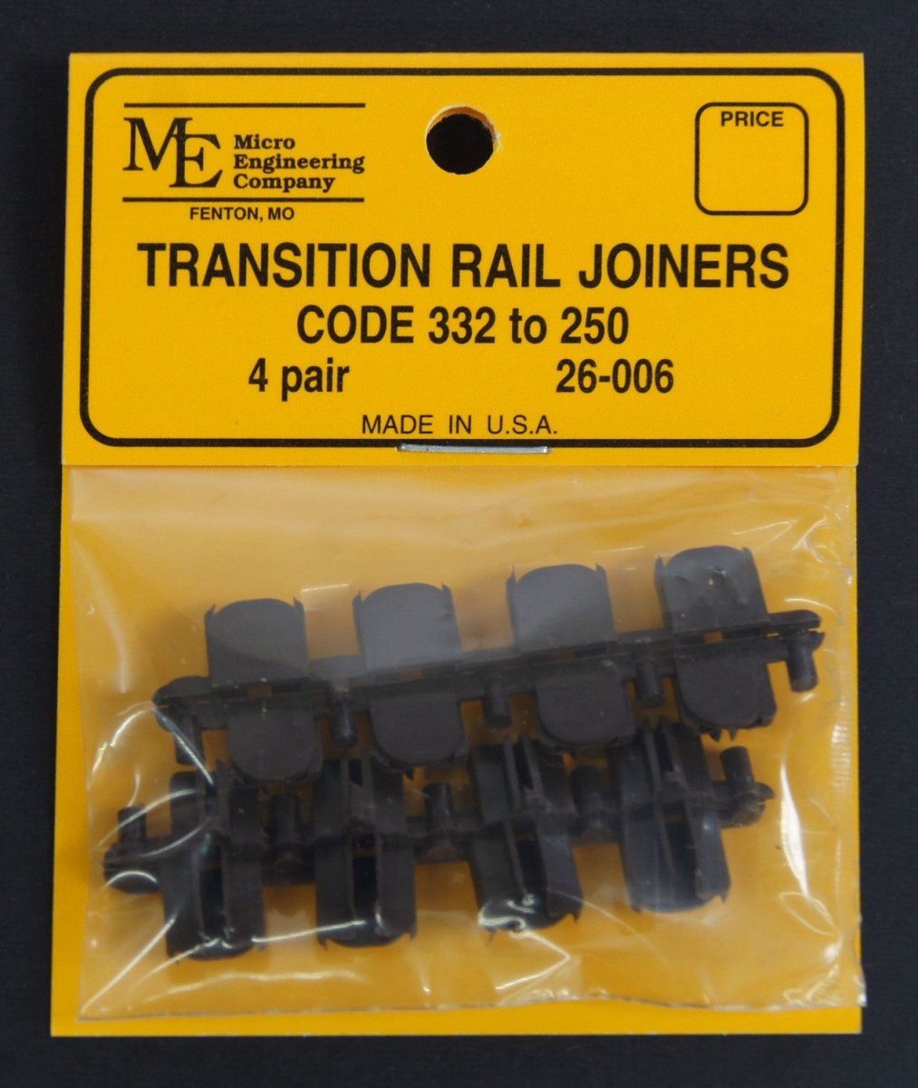 Micro Engineering 26 - 006 G Scale Code 332 to Code 250 Plastic - Insulating Transition Rail Joiners - 4 Pair (8 pcs) - Oakville Model Trains Depot