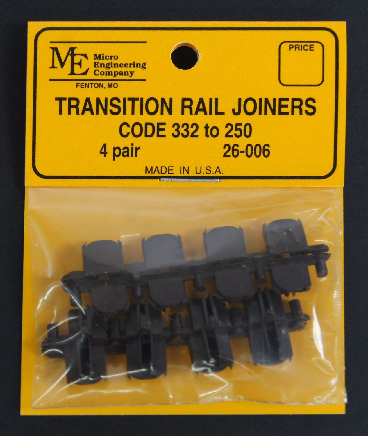 Micro Engineering 26-006 G Scale Transition Rail Joiners Code 332 to 250 - 4pair