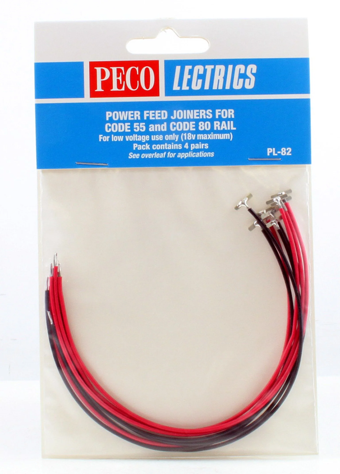 Peco PL-82 Power Feed Joiners for Code 55 and Code 80 Rail (Pack of 8) - New