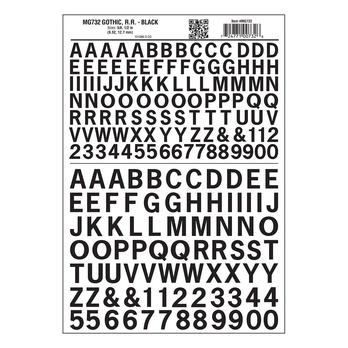 Woodland Scenics MG732 Gothic R.R. Black Decals - Oakville Model Trains Depot