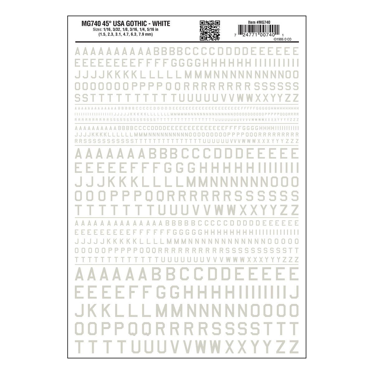 Woodland Scenics MG740 45° USA Gothic White Decals - Oakville Model Trains Depot