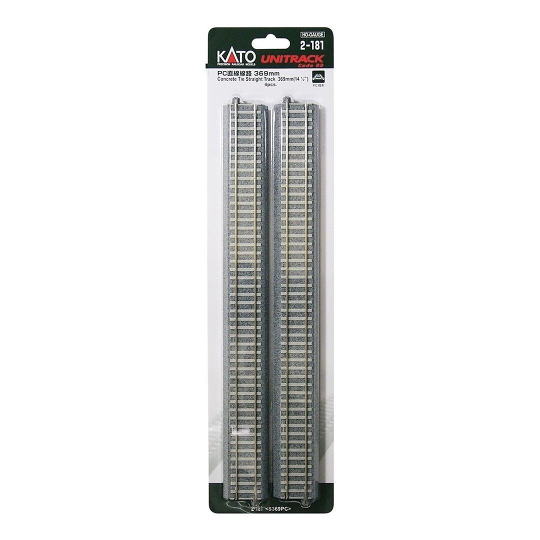 KATO 2 - 181 HO Scale Unitrack 369mm (14 - 1/2") Concrete Tie Straight Track - 4 - Pack - Oakville Model Trains Depot