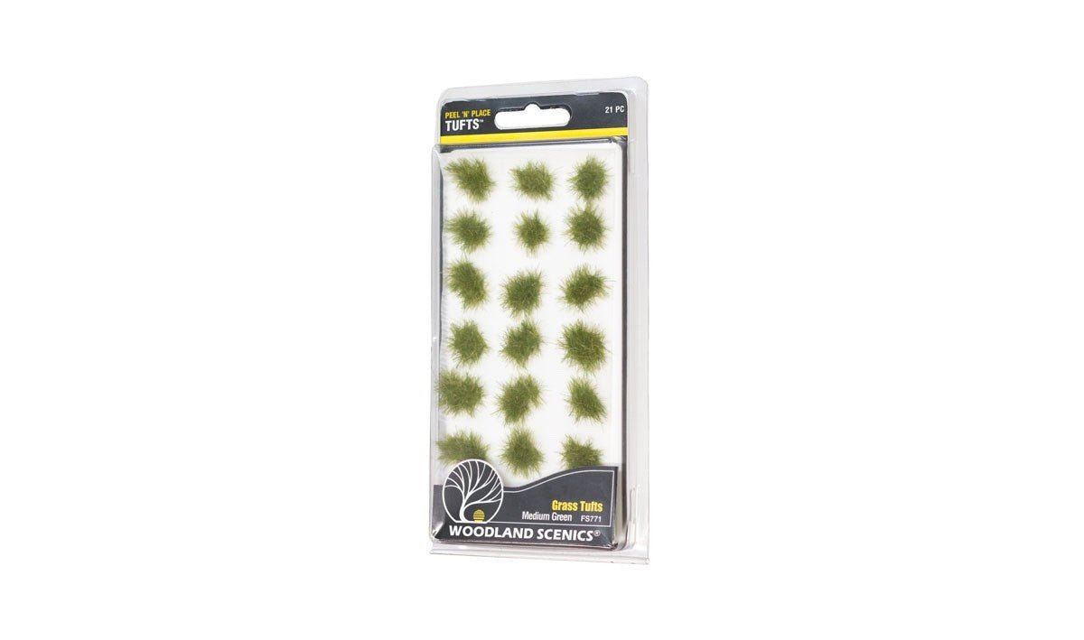 Woodland Scenics FS771 Medium Green Grass Tufts - 21pcs - Oakville Model Trains Depot