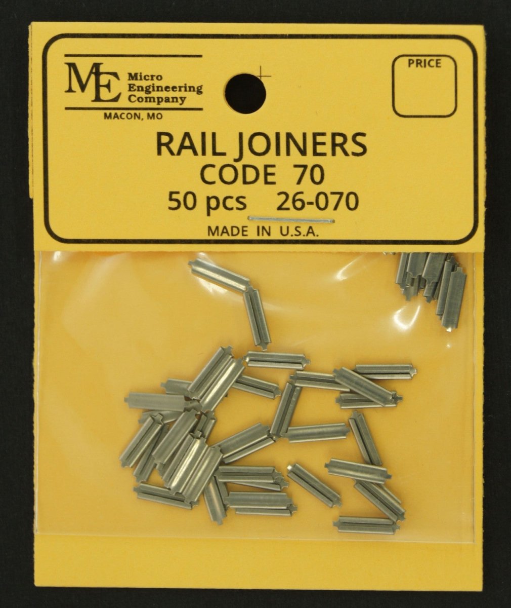 Micro Engineering 26 - 070 HO Scale Code 70 Metal Slip - On Rail Joiners - 50 pcs - Oakville Model Trains Depot