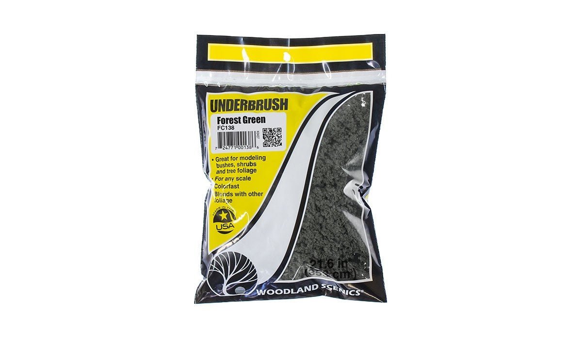 Woodland Scenics FC138 Underbrush Forest Green Bag - Oakville Model Trains Depot