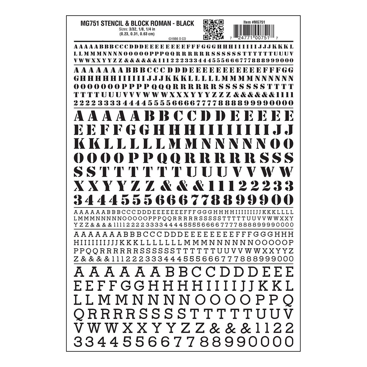 Woodland Scenics MG751 Stencil & Block Roman Black Decals