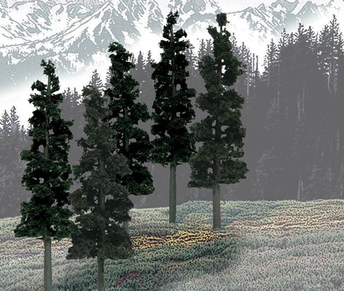 Woodland Scenics TR1582 Ready Made Trees™ Value Pack 6" - 8" Conifer - 12/pkg - Oakville Model Trains Depot