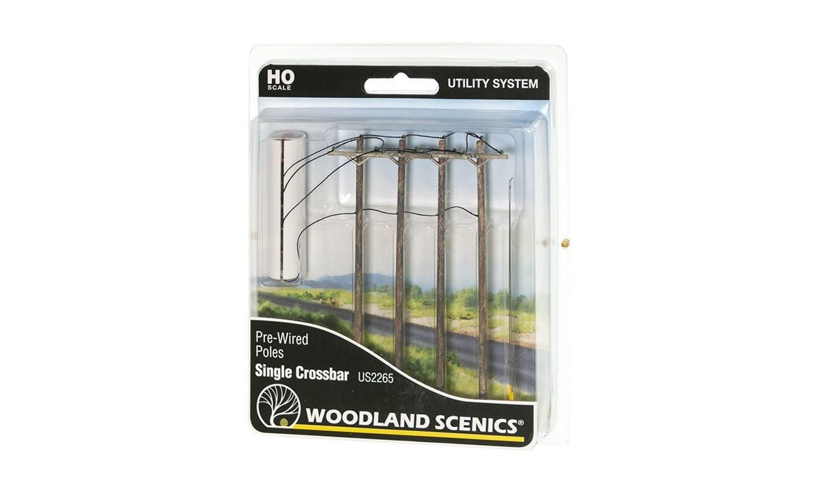 Woodland Scenics US2265 HO Scale Pre - Wired Poles - Single Crossbar - Oakville Model Trains Depot