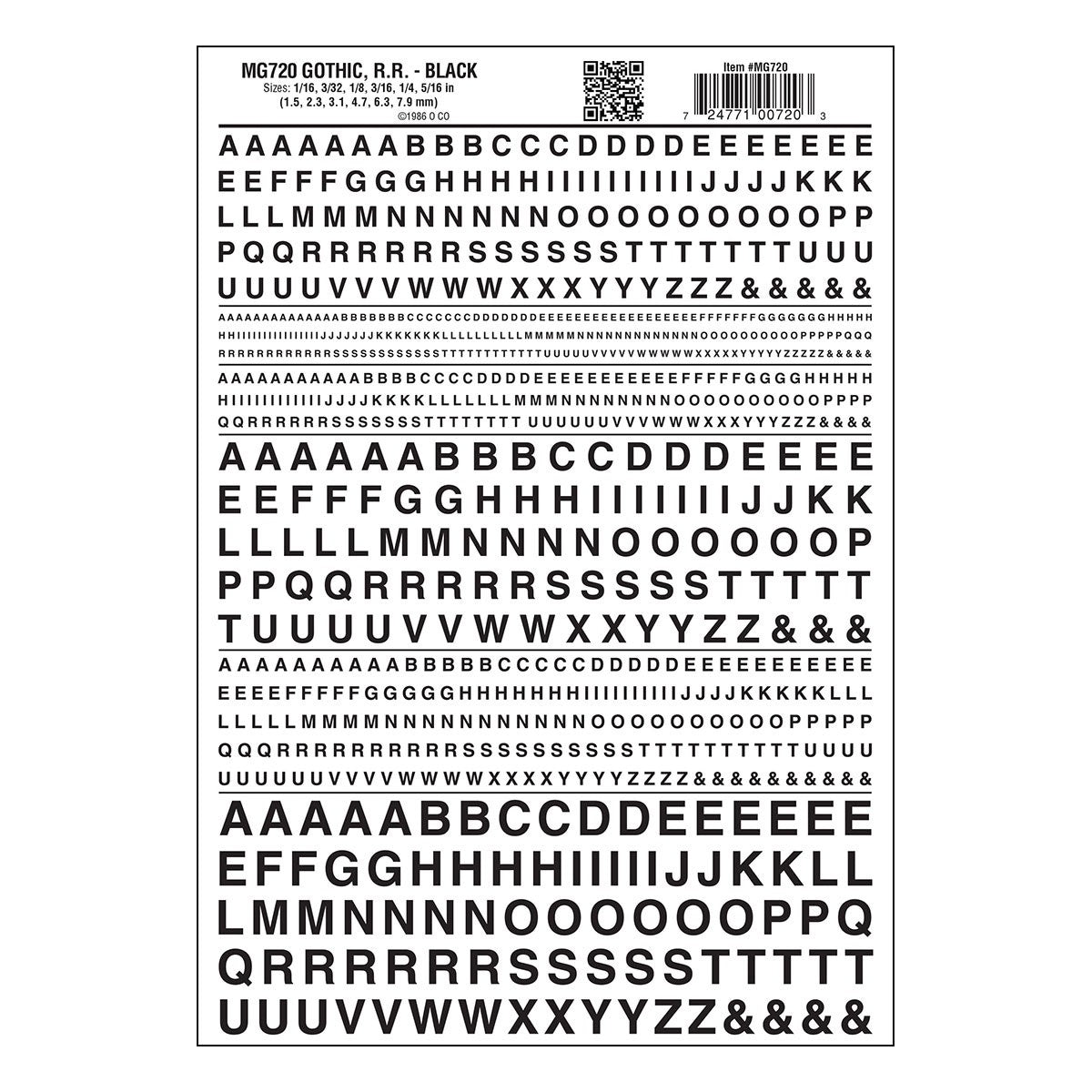 Woodland Scenics MG720 Gothic R.R. Black Decals - Oakville Model Trains Depot