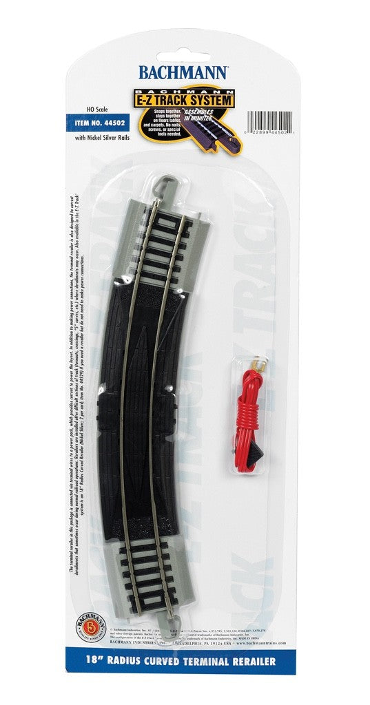 Bachmann 44502 HO Scale EZ-Track 18" Radius Curve Terminal Rerailer With Wire