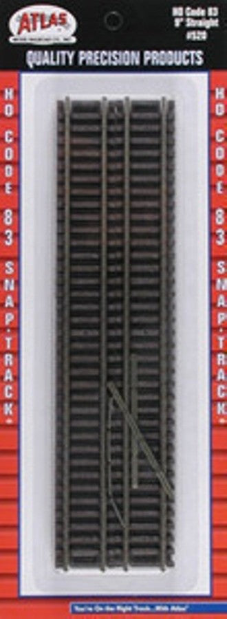 Atlas 520 HO Scale Code 83 Snap Track, 9" Straight Sections - 6pcs