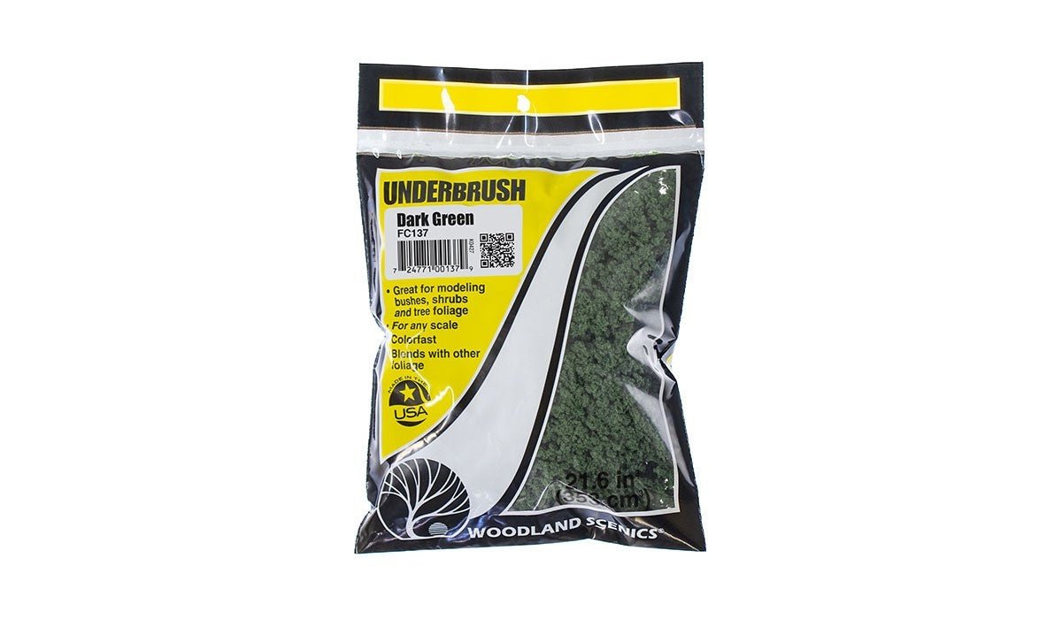 Woodland Scenics FC137 Underbrush Dark Green Bag - Oakville Model Trains Depot