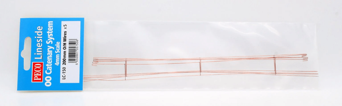 Peco LC - 150 OO/HO Catenary Contact Wires 5x 200 mm - Oakville Model Trains Depot
