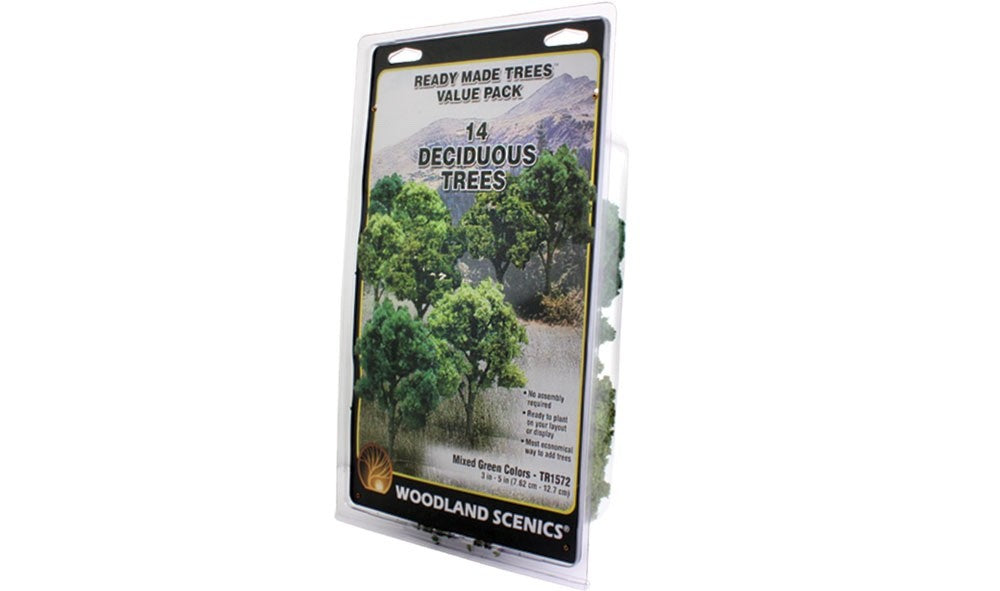 Woodland Scenics TR1572 Ready Made Trees™ Value Pack 3"-5" Mixed Green - 14pcs