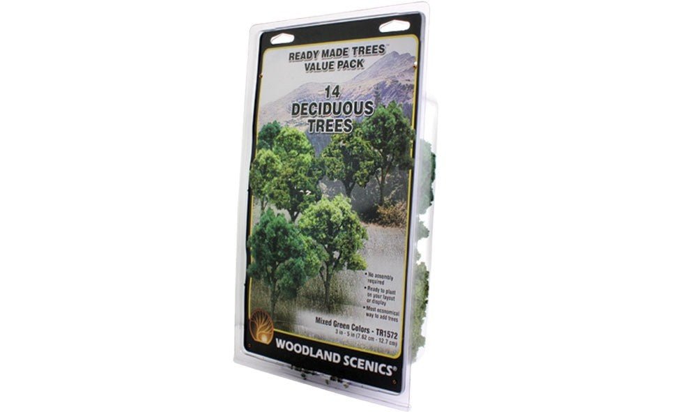 Woodland Scenics TR1572 Ready Made Trees™ Value Pack 3" - 5" Mixed Green - 14pcs - Oakville Model Trains Depot