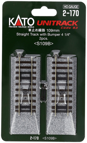 KATO 2 - 170 HO Scale Unitrack 109mm (4 - 1/4") Bumper End Track - 2 - Pack - Oakville Model Trains Depot
