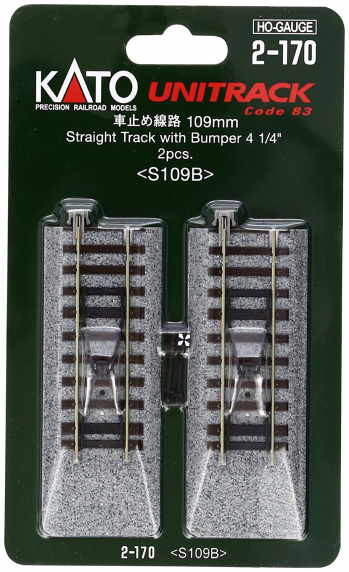 Kato 2-170 HO Scale Unitrack Straight Track w/ Bumper 109mm 4-1/4" - 2pcs