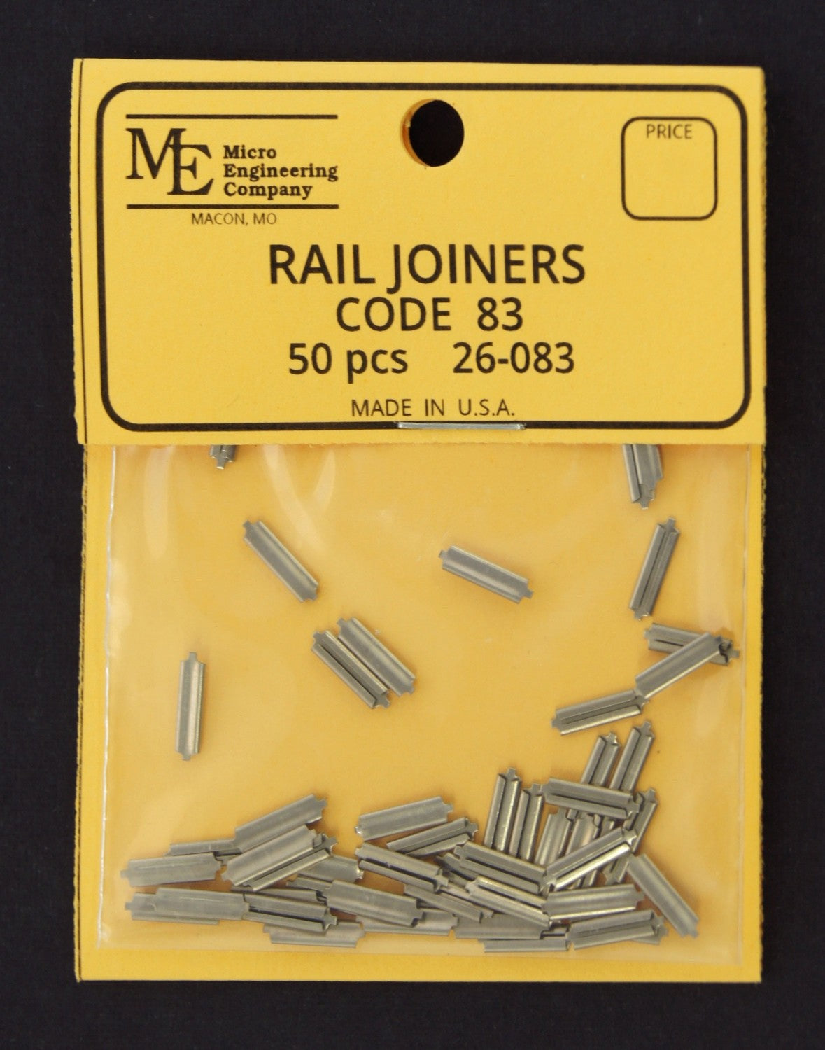 Micro Engineering 26-083 HO Scale Code 83 Nickel Silver Rail Joiners - 50pcs