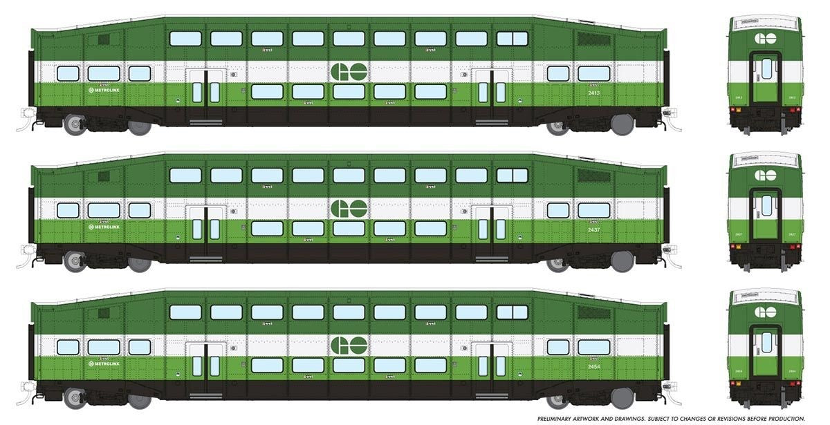 Rapido 146042 HO Scale GO Transit/MX: Set #3 (Coaches: 2413 2437 2454) - New