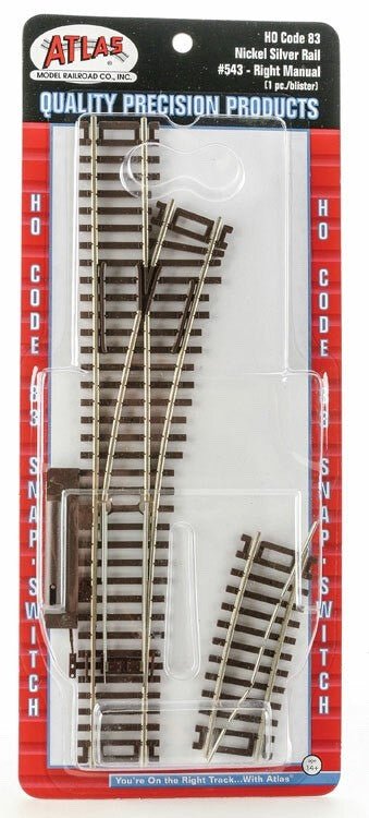 Atlas 543 HO Scale Code 83 Snap - Switch(R) 18" Radius Right Hand Manual Turnout - Oakville Model Trains Depot