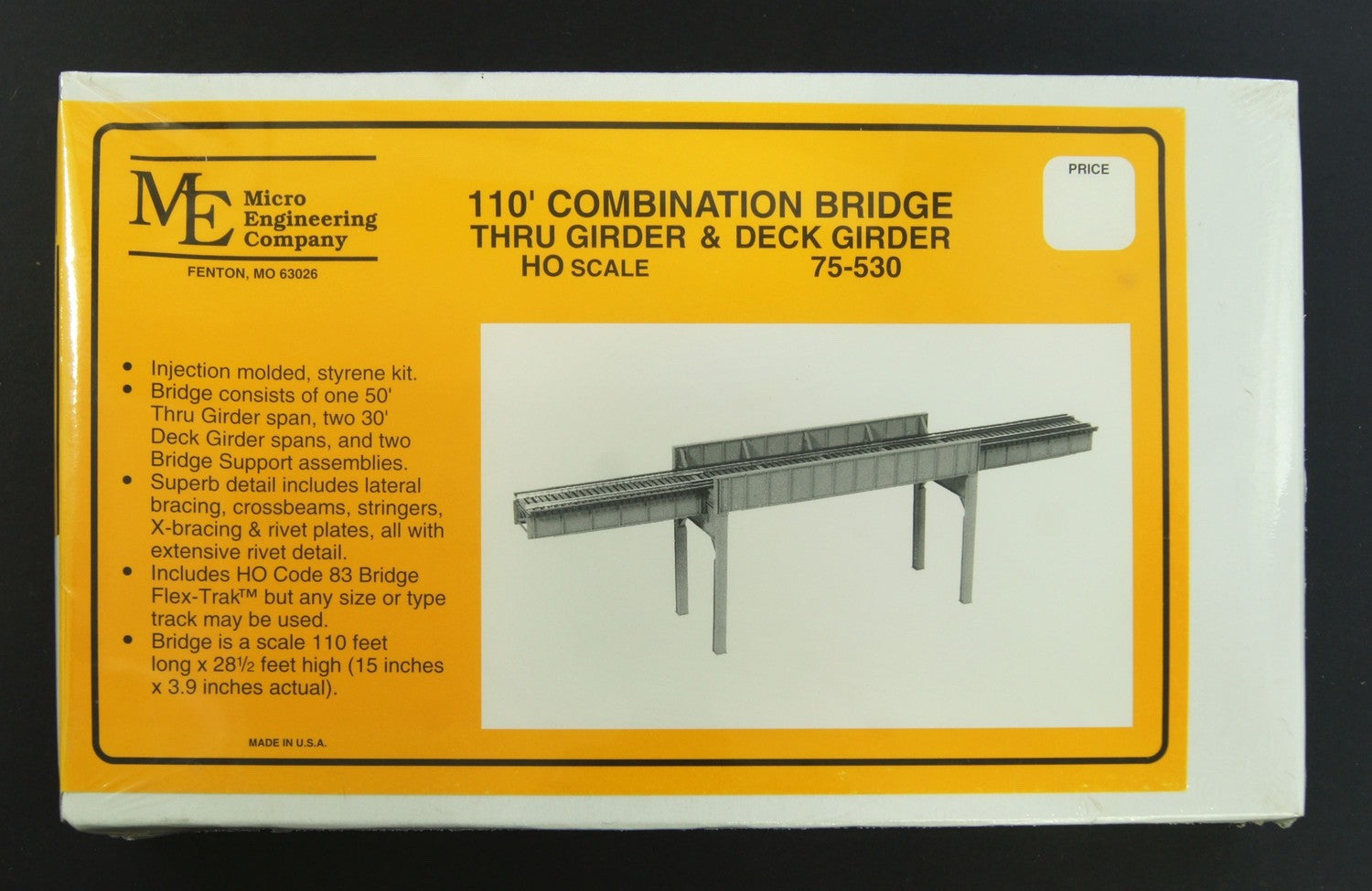Micro Engineering 75-530 HO 110" 3-Span Deck & Thru Girder Combination Bridge