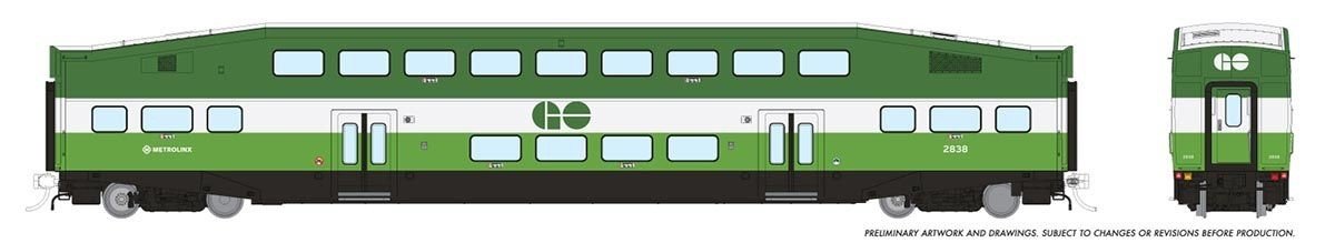 Rapido 146041 HO GO Transit / Metrolinx BiLevel Commuter 3 - Car Set 2 (Cab car 212 + coaches 2846, 2857) - Oakville Model Trains Depot