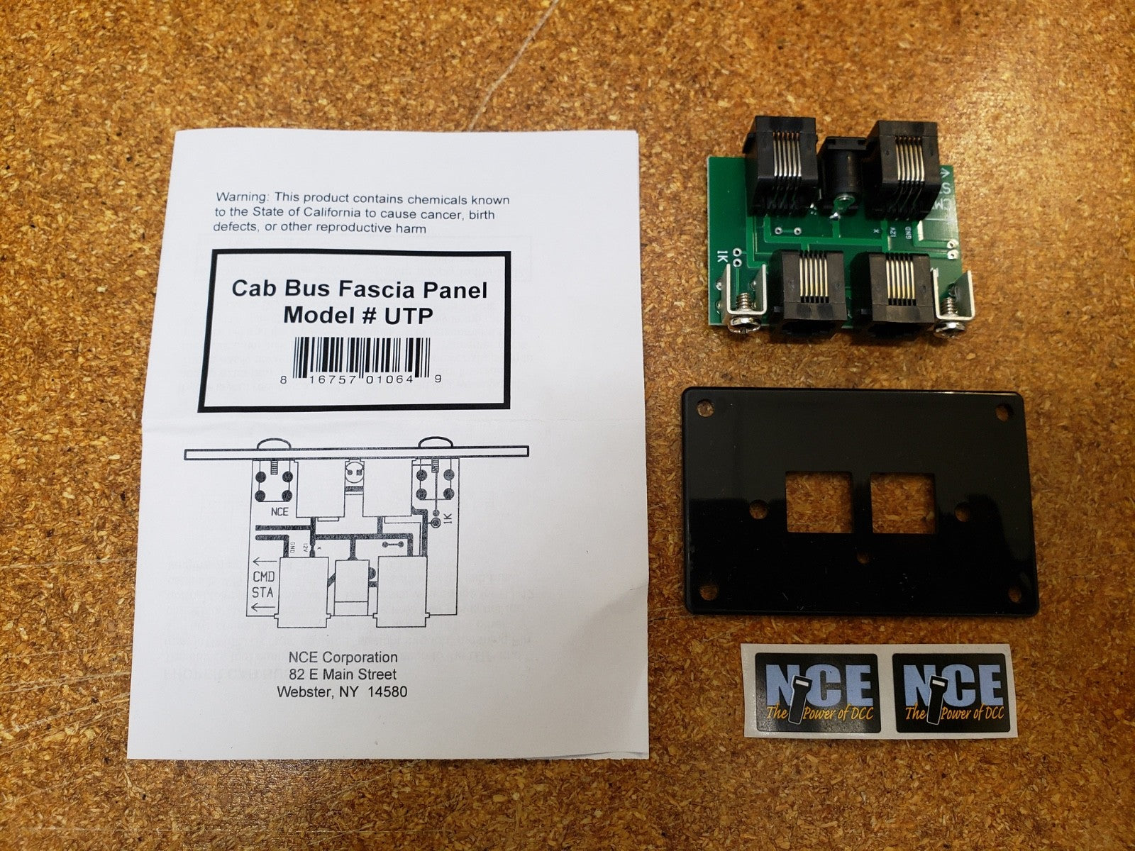 NCE 5240207 UTP Panel Cab Bus Fascia Panel w/RJ12 Plugs - New