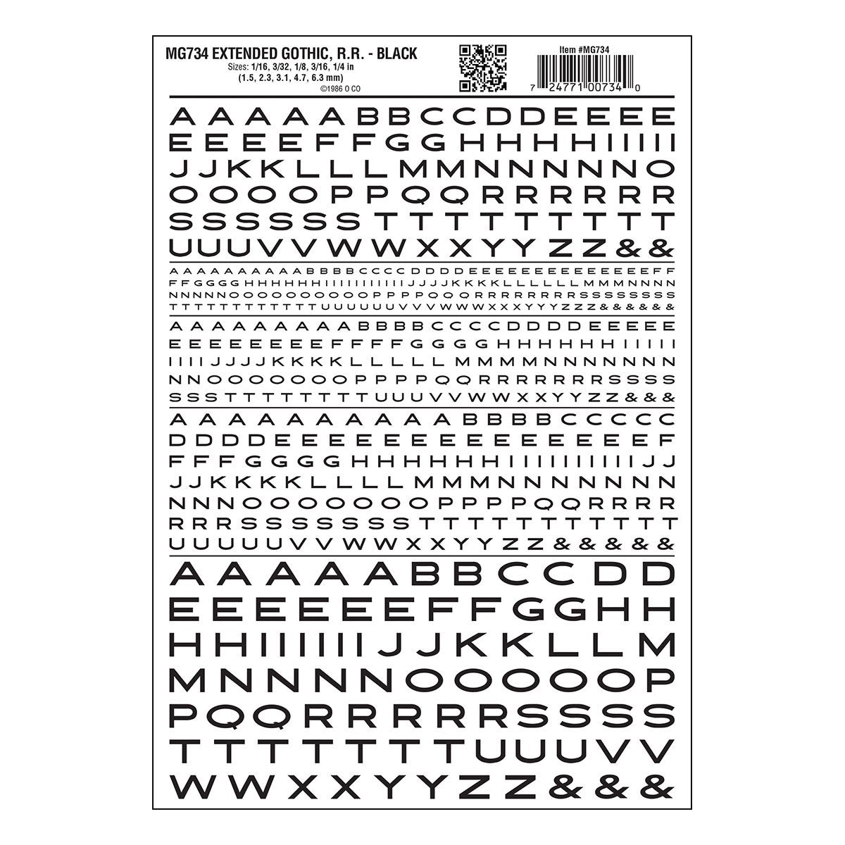 Woodland Scenics MG734 Extended Gothic R.R. Black Decals - Oakville Model Trains Depot
