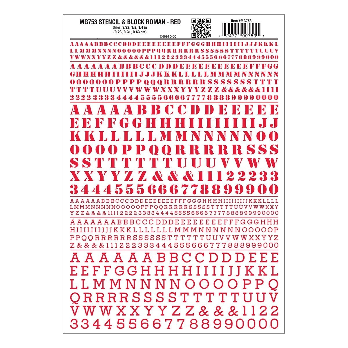 Woodland Scenics MG753 Stencil & Block Roman Red Decals - Oakville Model Trains Depot
