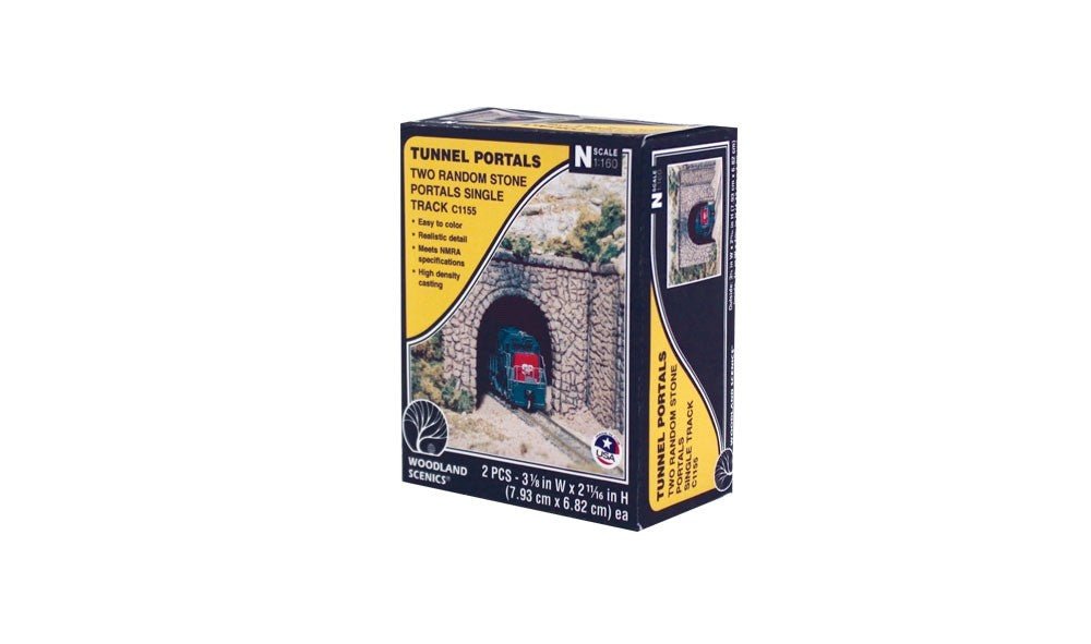 Woodland Scenics 1155 N Scale Random Stone Single Tunnel Portal 2pcs - Oakville Model Trains Depot