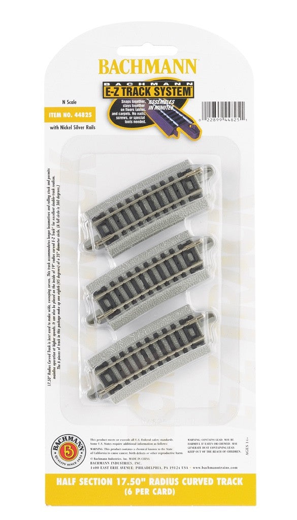 Bachmann 44825 N Scale Half Section 17.50" Radius Curved - 6pcs