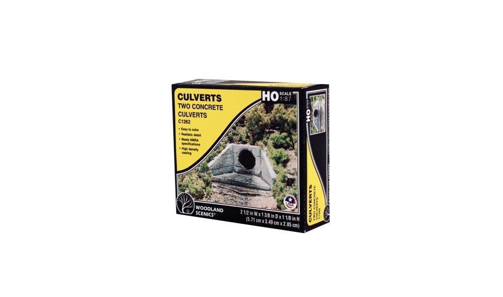 Woodland Scenics C1262 HO Scale Concrete Culverts - 2pcs - Oakville Model Trains Depot