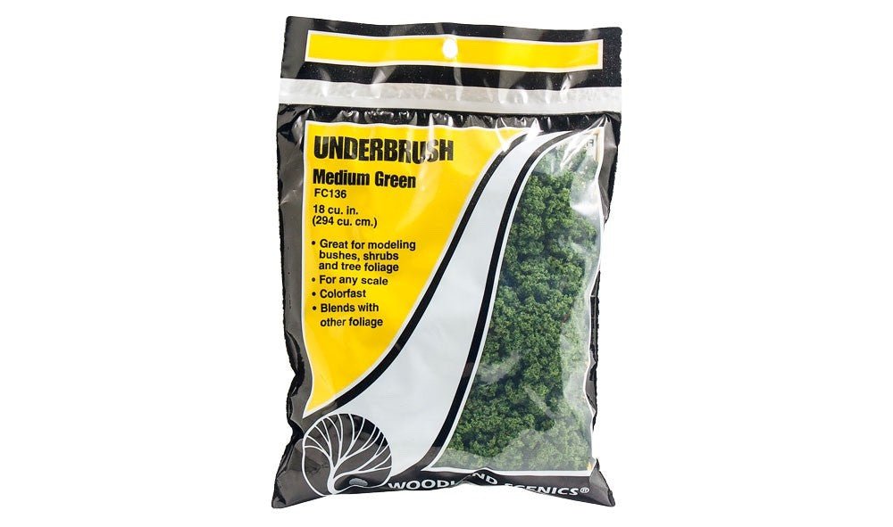 Woodland Scenics FC136 Underbrush Medium Green Bag - Oakville Model Trains Depot