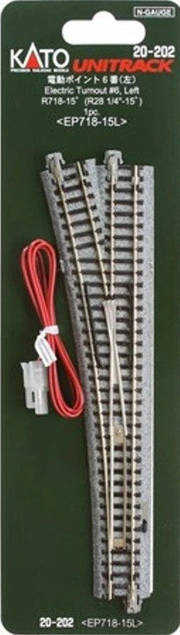 Kato 20-202 N Scale Unitrack #6 LH Electric Turnout