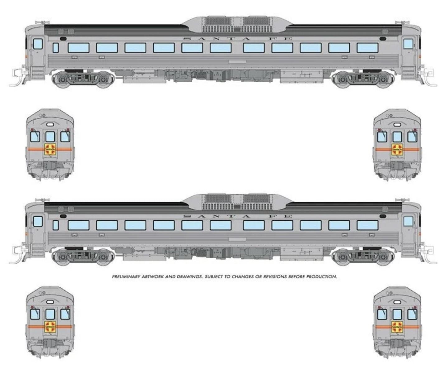 Rapido 516002 N Budd RDC-1 Phase 1 Std DC Santa Fe 2-Unit Set #DC-191 + #DC-192
