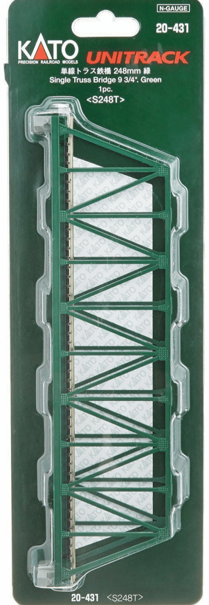 KATO 20 - 431 N Scale Unitrack 248mm (9 - 3/4") Single - Track Truss Bridge - Green - Oakville Model Trains Depot