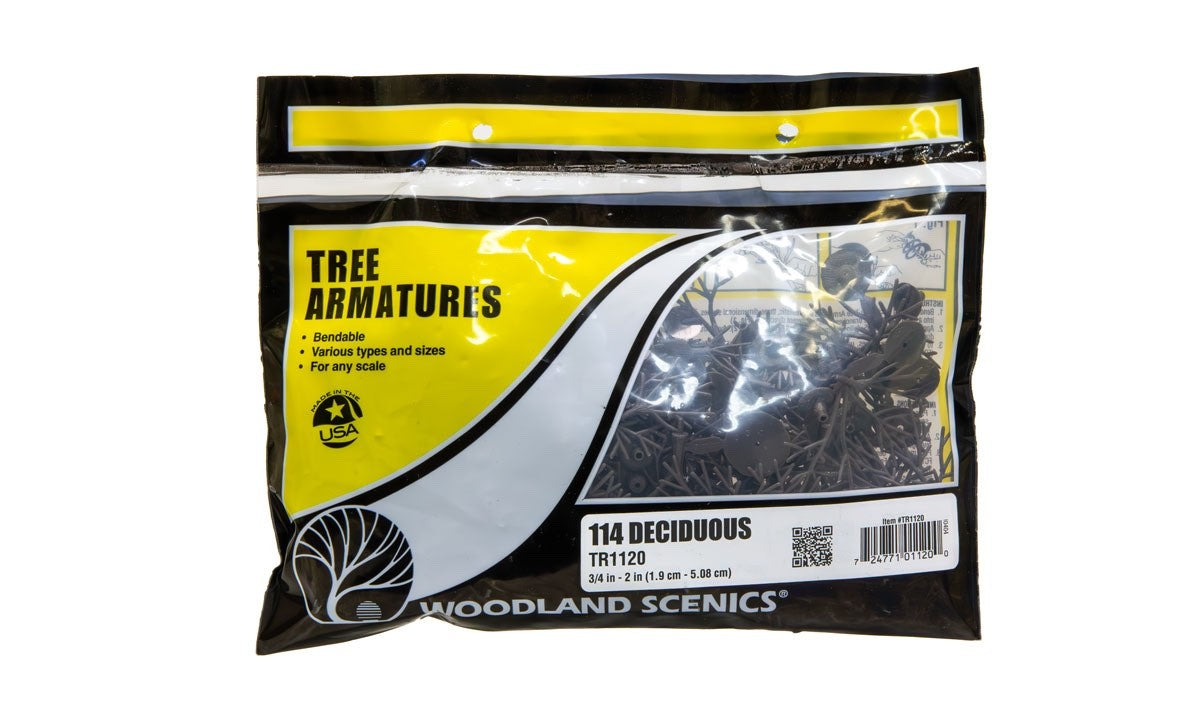 Woodland Scenics 1120 Deciduous Tree Armatures 0.75" - 2" in Height 114pcs - New