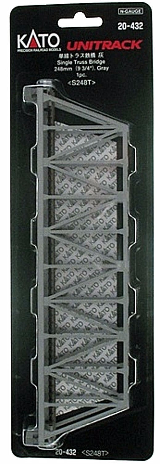 Kato 20-432 N Scale Unitrack Single Track Truss Bridge 248mm (9 3/4") - Gray