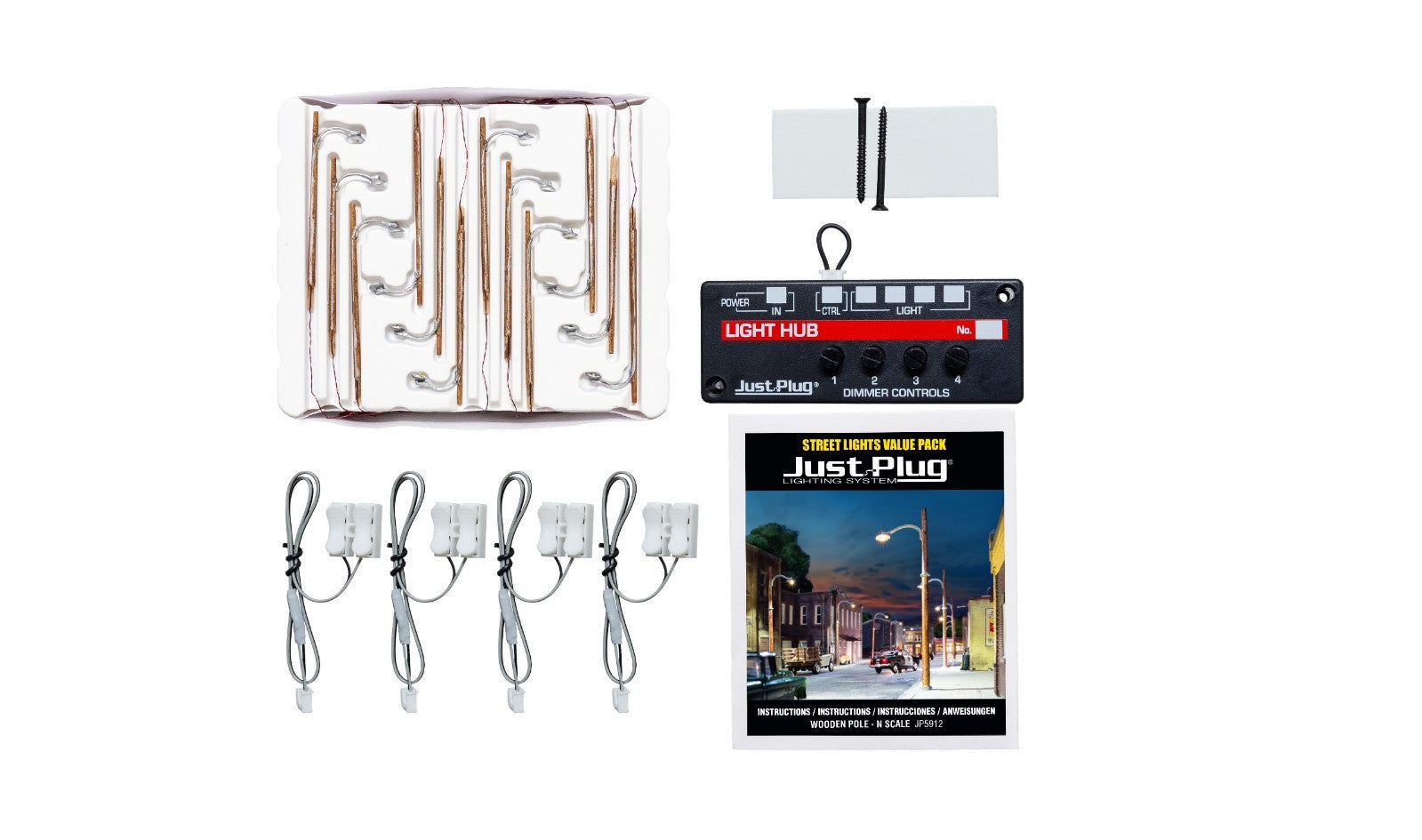 Woodland Scenics JP5912 N Scale Wooden Pole Street Lights Value Pack - New