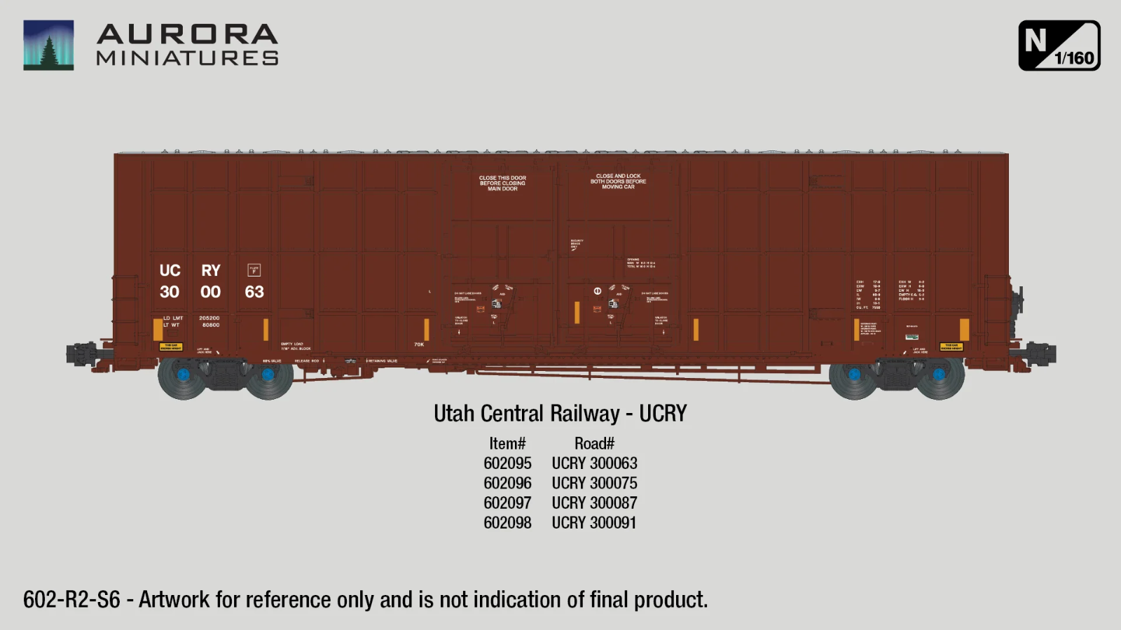 Aurora Miniatures 602096 N Greenbrier 7550 cf 60’ Plate F Boxcar #300075 - New