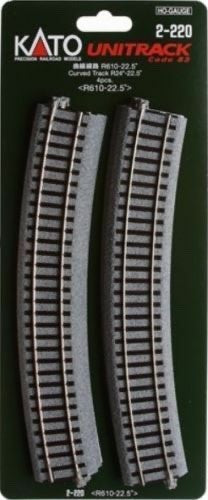 Kato 2-220 HO Scale Unitrack 610mm 24" (22.5) Radius Curved Track - 4pcs