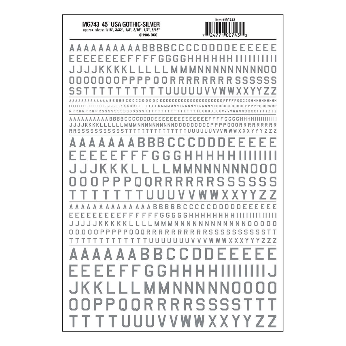 Woodland Scenics MG743 45° USA Gothic Silver Decals - Oakville Model Trains Depot