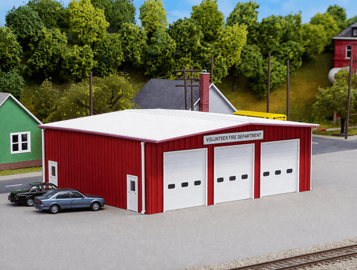 Pikestuff 0192 HO Scale Fire Station Building Kit (Classic Red) - Oakville Model Trains Depot
