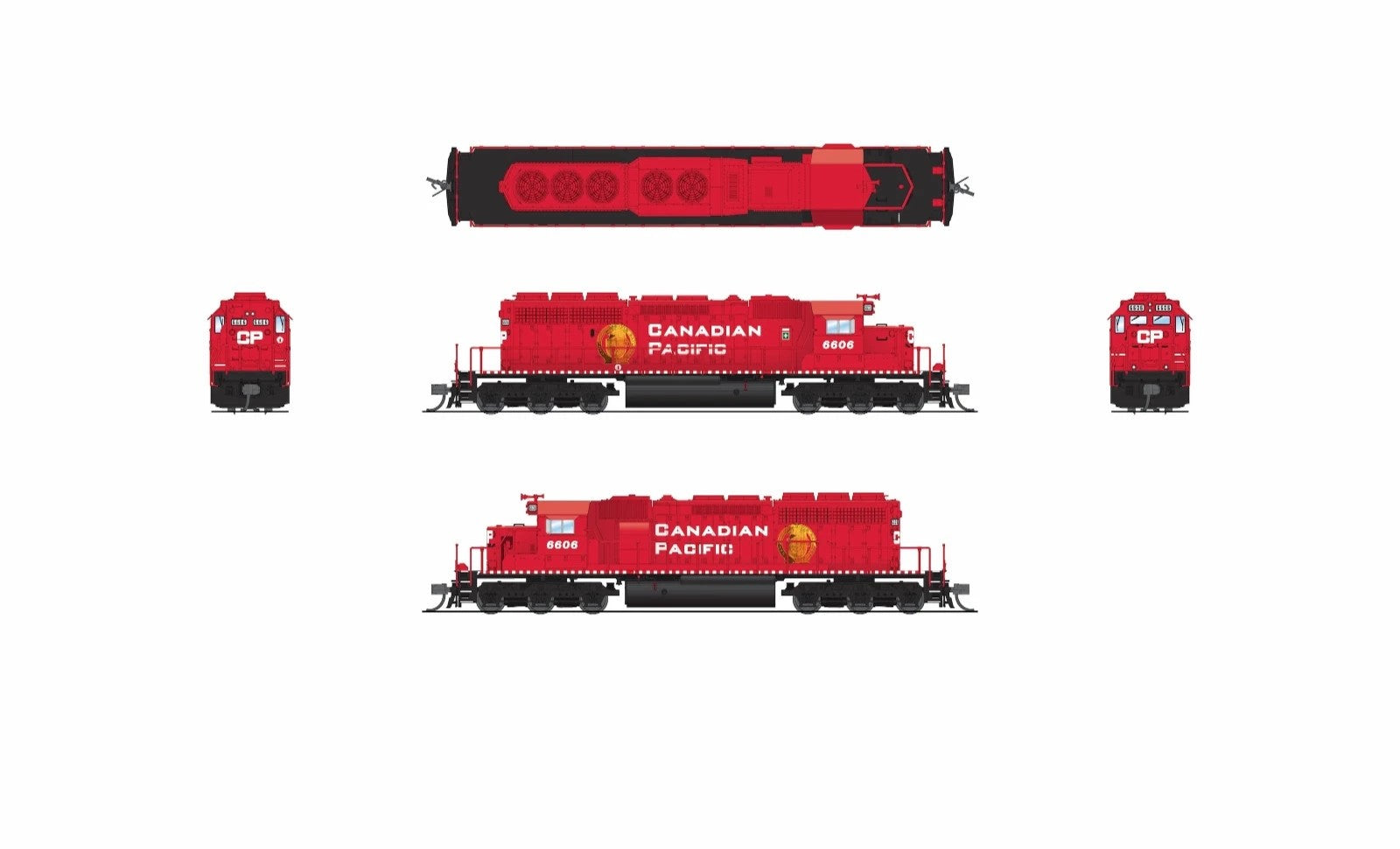 Broadway Limited 9484 N SD40-2 Low Nose Stealth Canadian Pacific #6606 DC - New