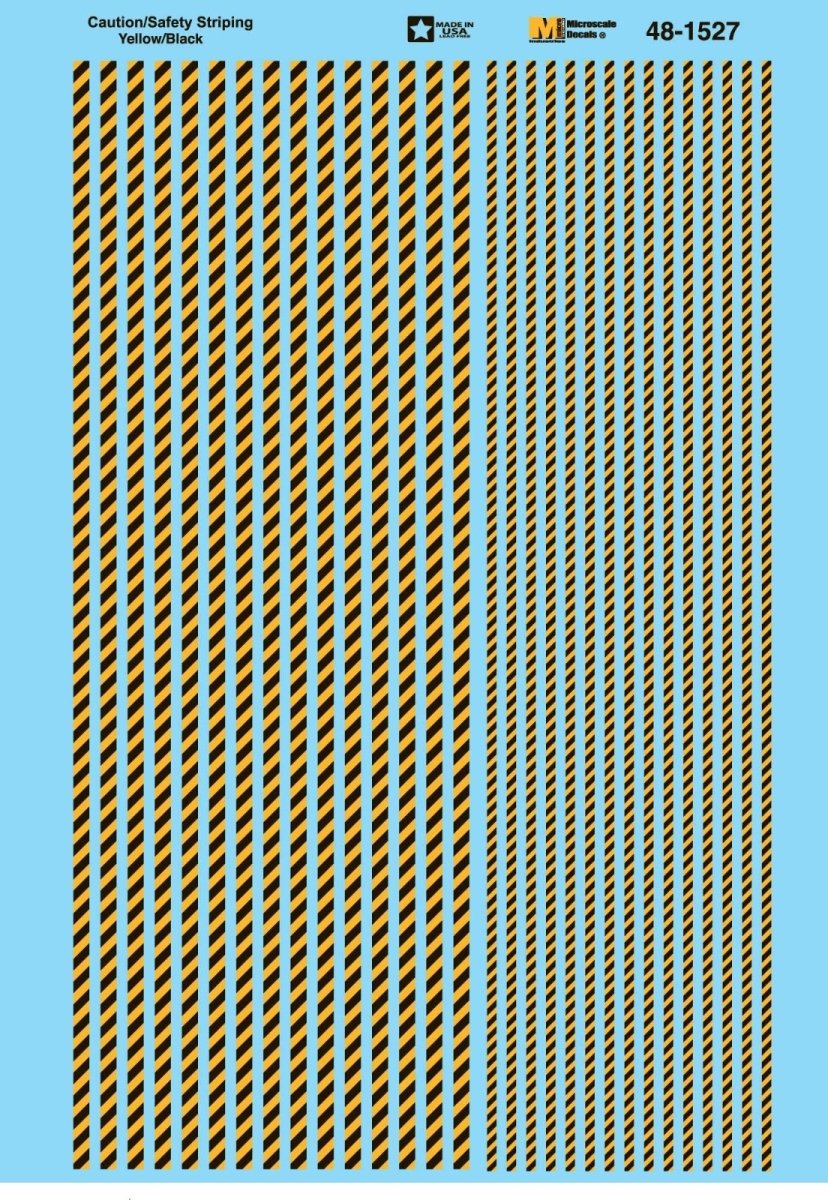 Microscale 48 - 1527 O Scale Yellow & Black Caution / Safety Striping Waterslide Decals - Oakville Model Trains Depot