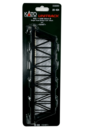 KATO 20 - 434 N Scale Unitrack 248mm (9 - 3/4") Single - Track Truss Bridge - Black - Oakville Model Trains Depot