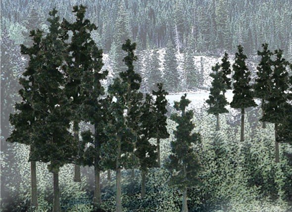 Woodland Scenics TR1580 Ready Made Trees™ Value Pack 2.5" - 4" Conifer - 33pcs - Oakville Model Trains Depot